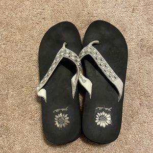 Yellow box flip flops